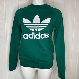 Adidas Trefoil Sweatshirt Small Green White Crew Neck 2019 Women’s Long Sleeve